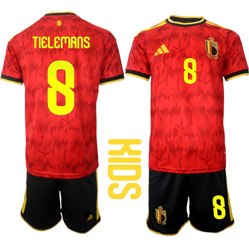 Youth 2026 World Cup National Team Belgium home red #8 Soccer Jersey->youth soccer jersey->Youth Jersey